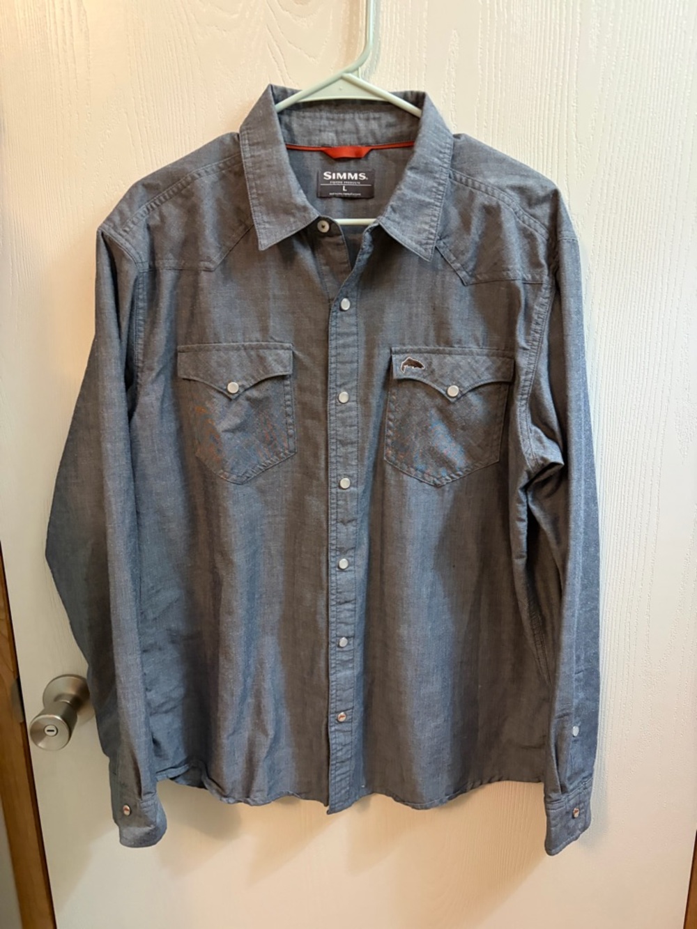 Simms No-Tellum Men’s Long Sleeve Pearl Snap Button-Up Shirt SZ L
